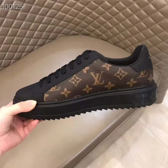 Louis Vuitton Black Brown Monogram Canvas Upper Rubber Toe Cap Lifestyle Sneakers 9