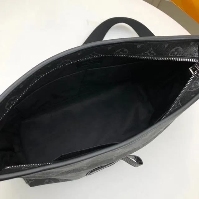 Louis Vuitton Black Brown Monogram Coated Canvas Leather Plaque Accent Messenger Bag 3