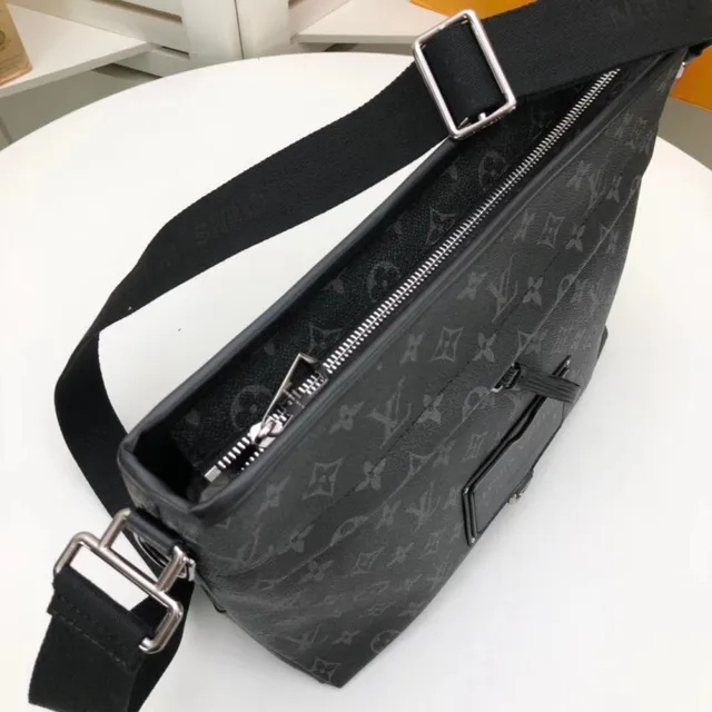 Louis Vuitton Black Brown Monogram Coated Canvas Leather Plaque Accent Messenger Bag 5