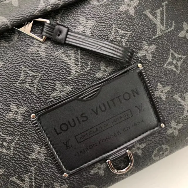Louis Vuitton Black Brown Monogram Coated Canvas Leather Plaque Accent Messenger Bag 6