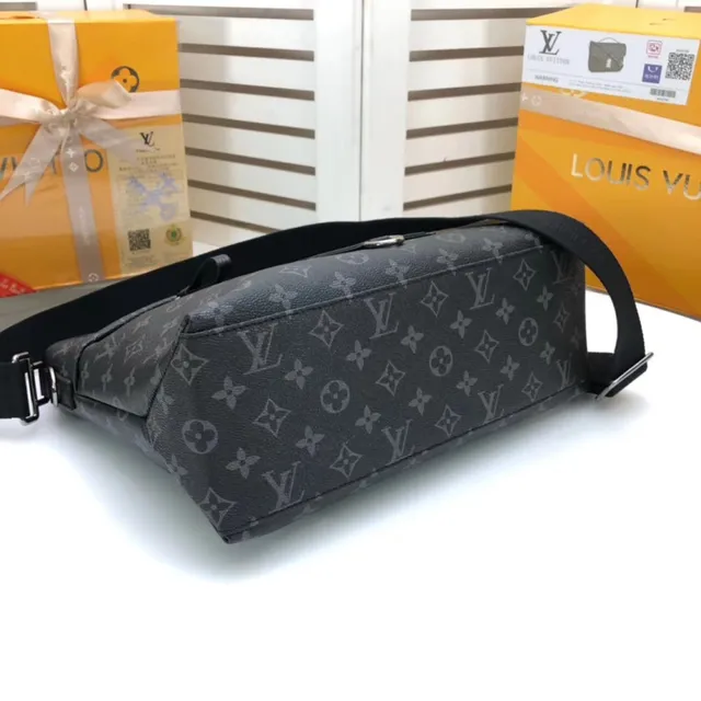 Louis Vuitton Black Brown Monogram Coated Canvas Leather Plaque Accent Messenger Bag 7