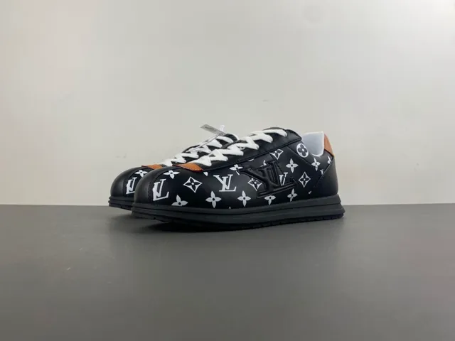 Louis Vuitton Black Brown Monogram-Print Leather Low-Top Runner Lifestyle Sneakers 10