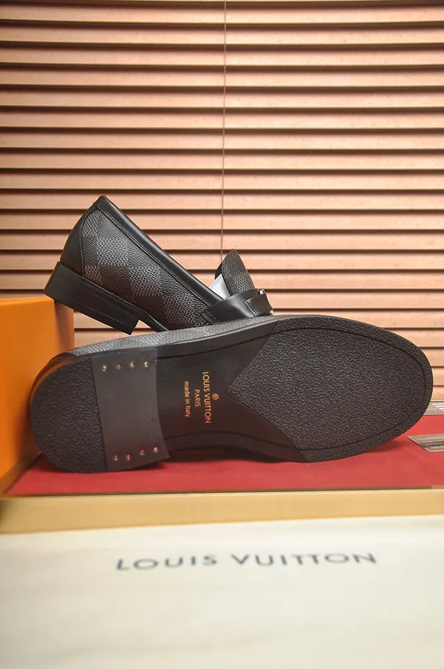 Louis Vuitton Black Gold Damier Graphite Monogram Moccasin Stitching Loafer 3