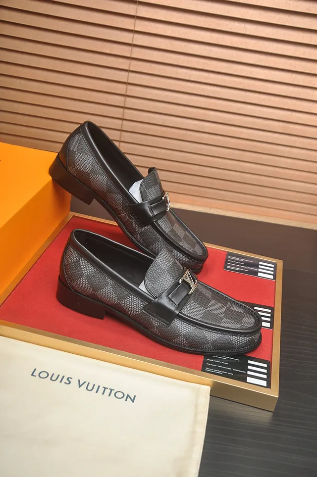 Louis Vuitton Black Gold Damier Graphite Monogram Moccasin Stitching Loafer 4