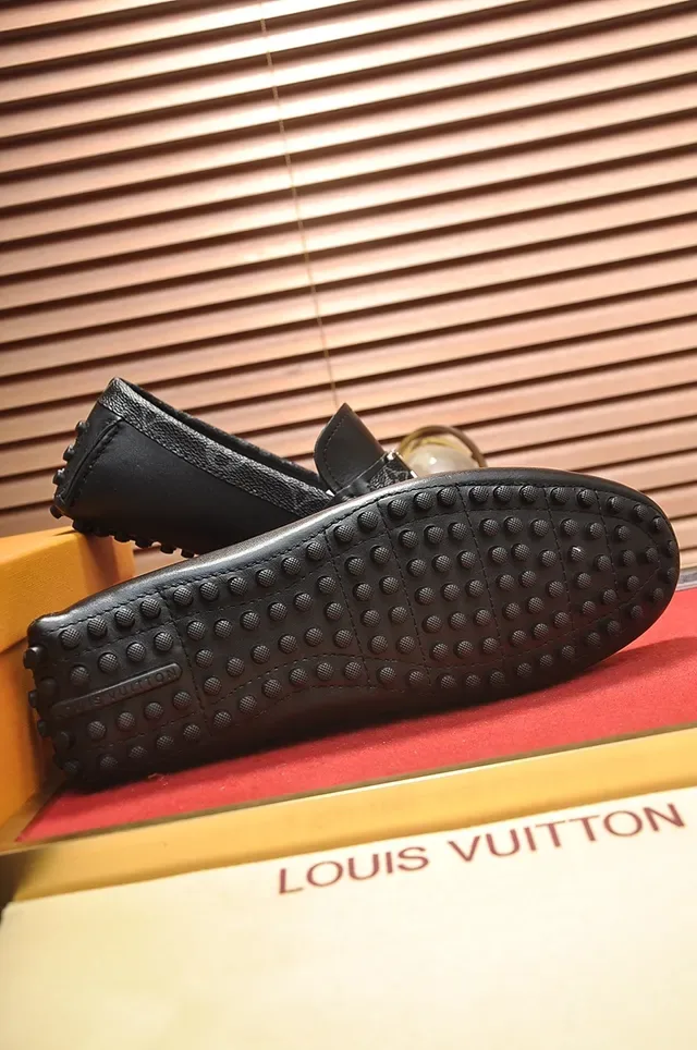 Louis Vuitton Black Gold Leather LV Buckle Strap Loafer 3