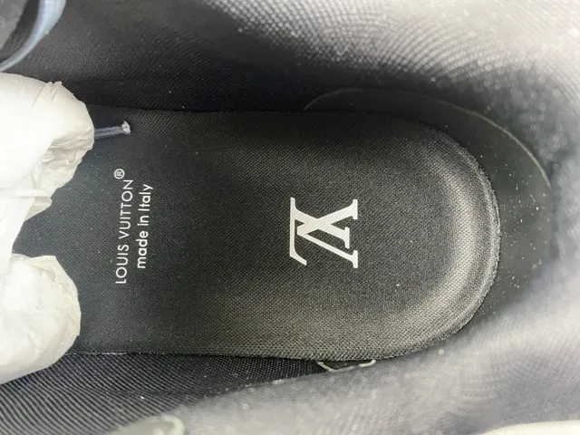 Louis Vuitton Black Gray Denim-Textured Upper Silver X-Overlay Lifestyle Sneakers 7