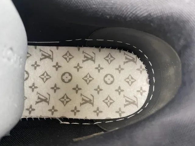 Louis Vuitton Black Gray Denim-Textured Upper Silver X-Overlay Lifestyle Sneakers 8