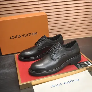 Louis Vuitton Black Leather Cap Toe Oxford Shoes