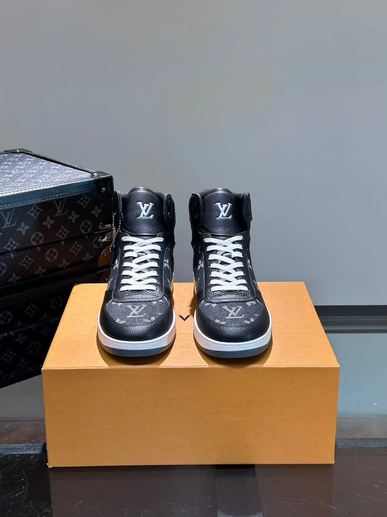 Louis Vuitton Black White High-Top Monogram-Printed Lifestyle Sneakers 2