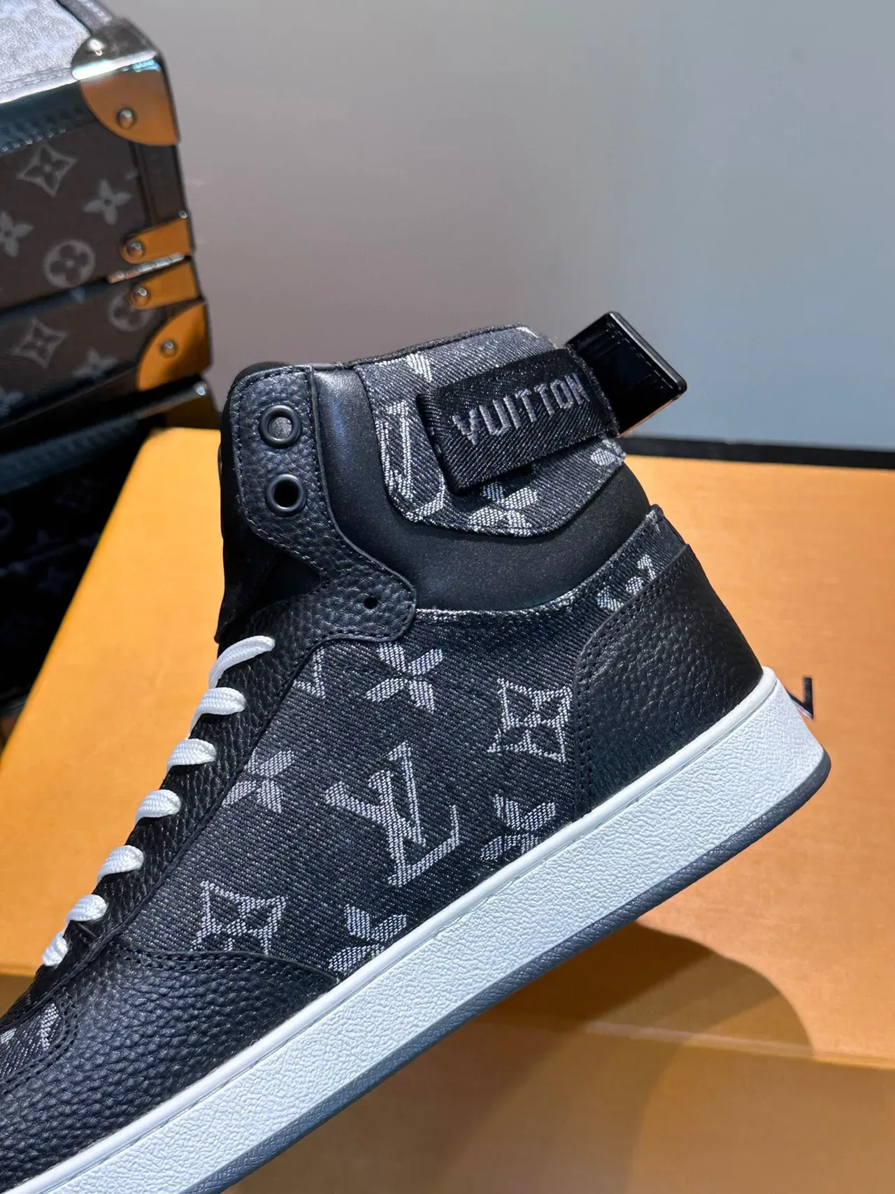 Louis Vuitton Black White High-Top Monogram-Printed Lifestyle Sneakers 7