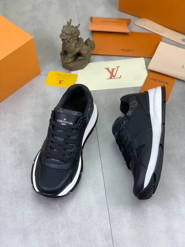 Louis Vuitton Noir et Blanc Cuir et Maille Sémelle Sculptée Lifestyle Sneakers 4