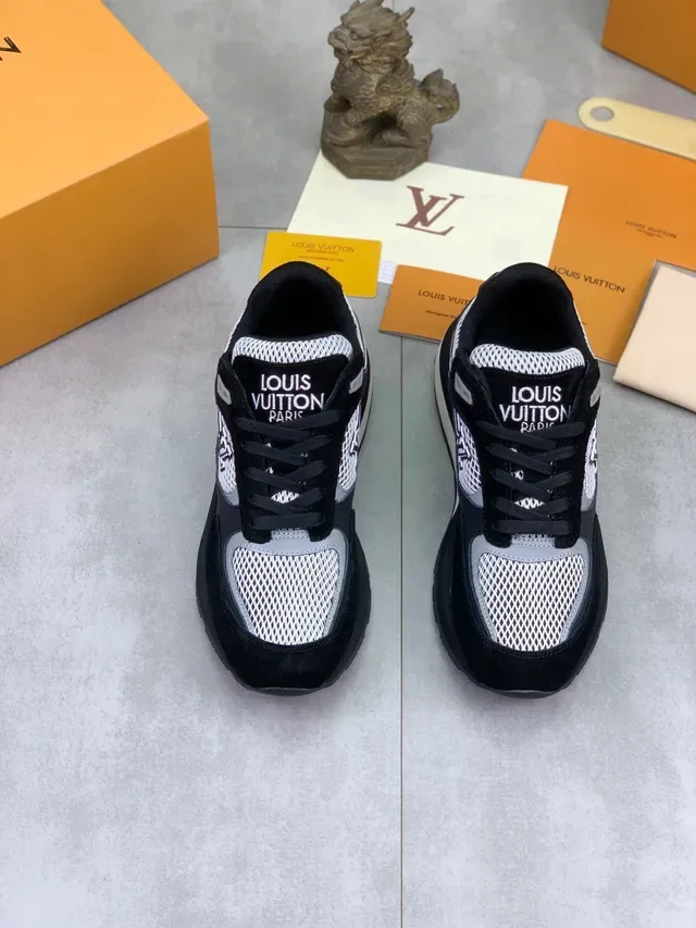 Louis Vuitton Black White Mesh-and-Suede Upper Monogram Side Panel Lifestyle Sneakers 2