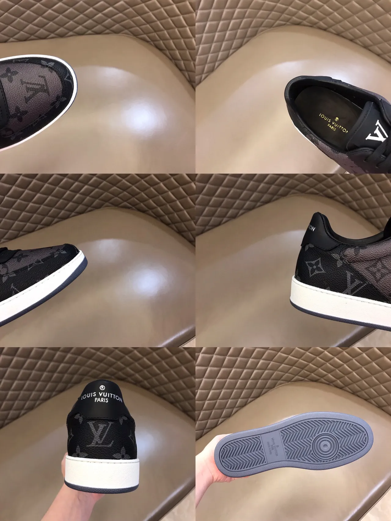 Louis Vuitton Black White Monogram Canvas Low-Top Lifestyle Sneakers 2