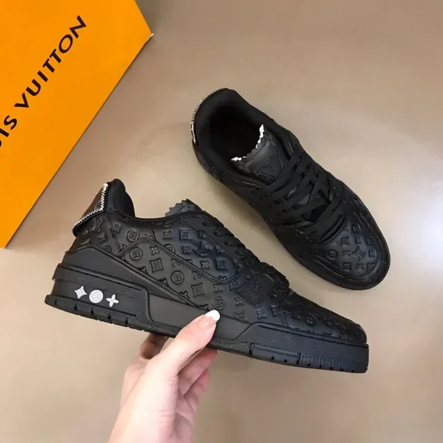 Louis Vuitton Black White Monogram-Embossed Upper Sculpted Chunky Sole Lifestyle Sneakers 7