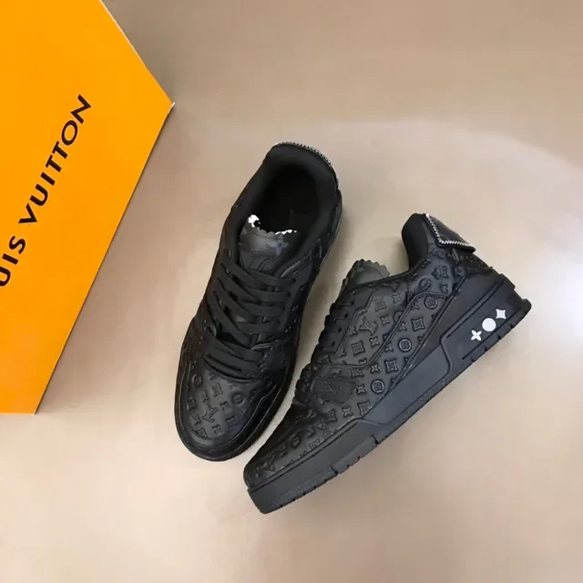 Louis Vuitton Black White Monogram-Embossed Upper Sculpted Chunky Sole Lifestyle Sneakers 8