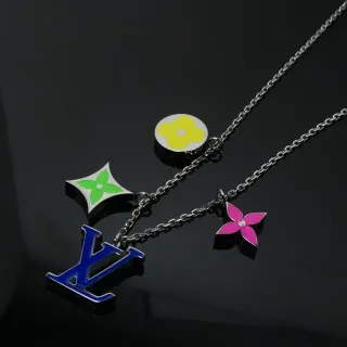 Louis Vuitton Blossom Charm Necklace Multicolor Silver Enamel-Coated Necklace