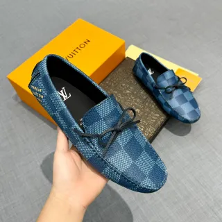 Louis Vuitton 蓝色格纹蝴蝶结乐福鞋