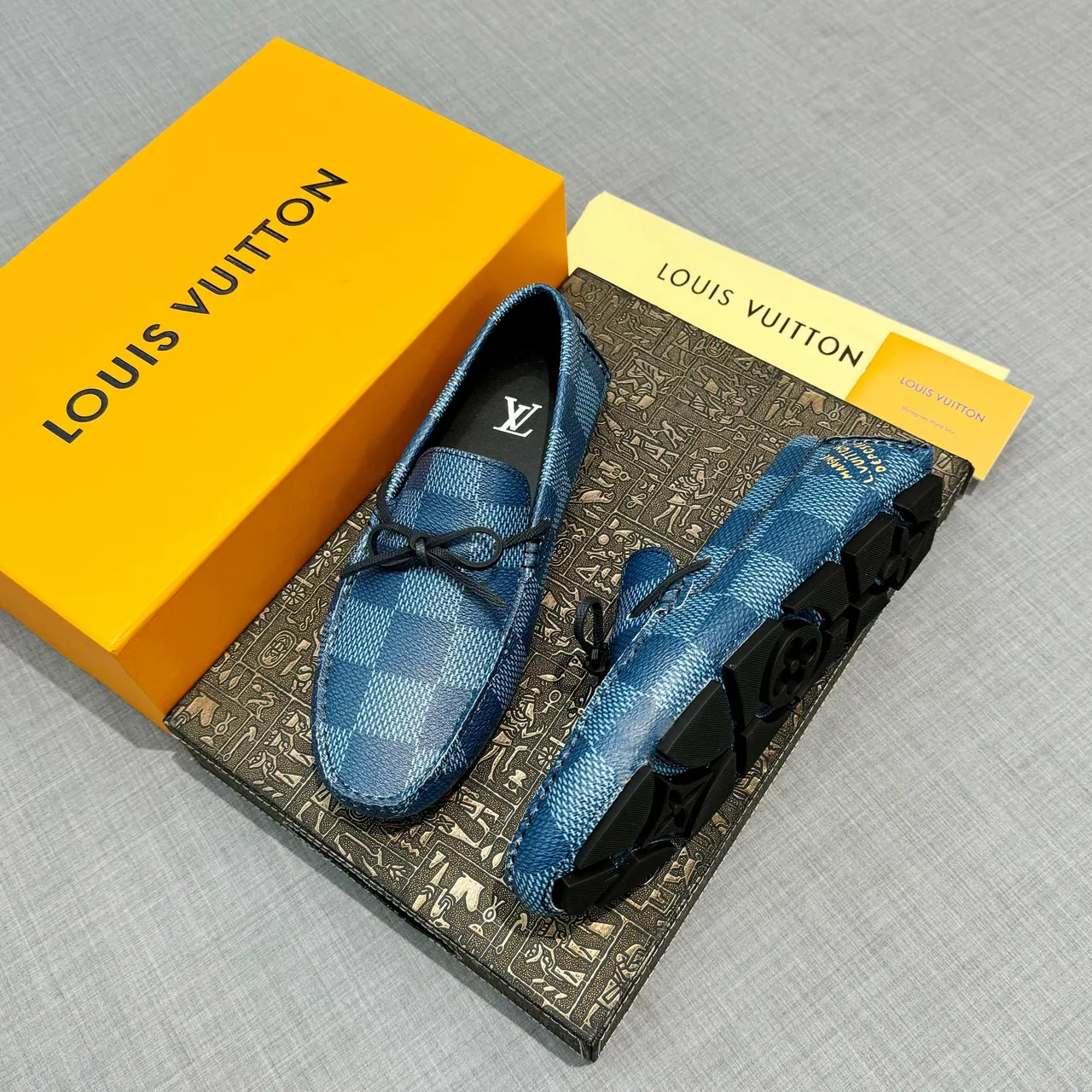 Louis Vuitton Blue Checkered Bow Loafer 2
