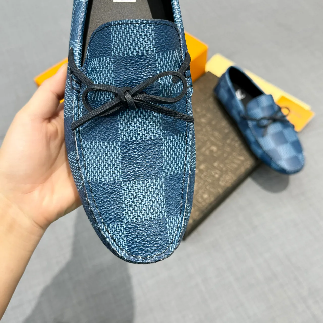 Louis Vuitton Blue Checkered Bow Loafer 3
