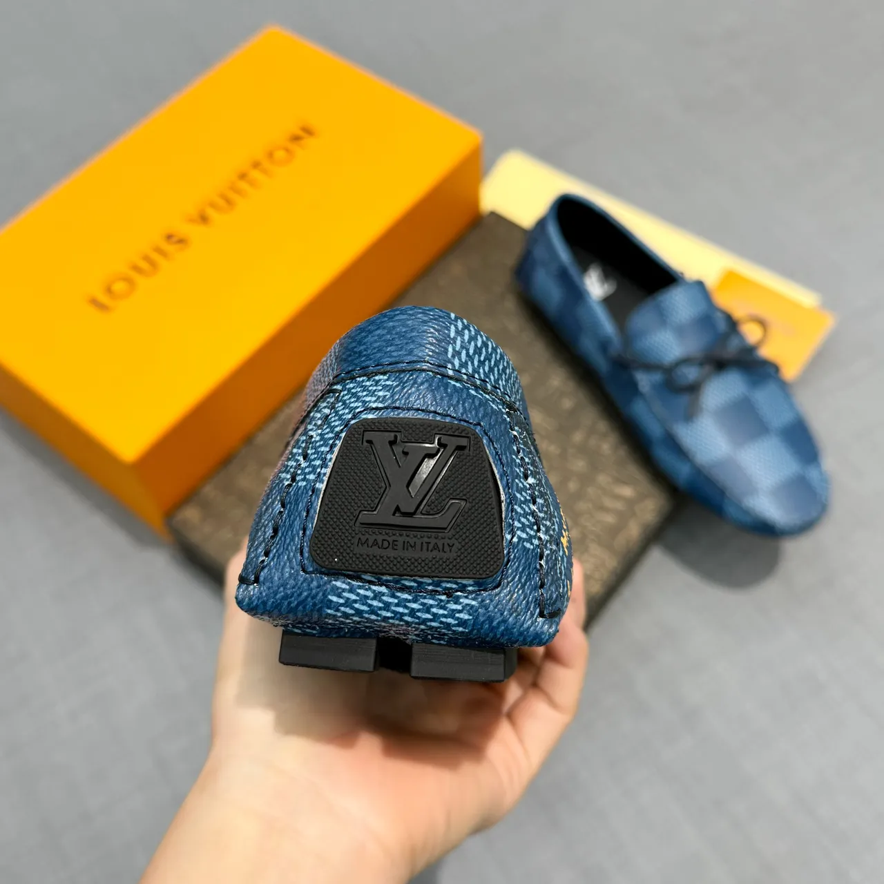 Louis Vuitton Blue Checkered Bow Loafer 4