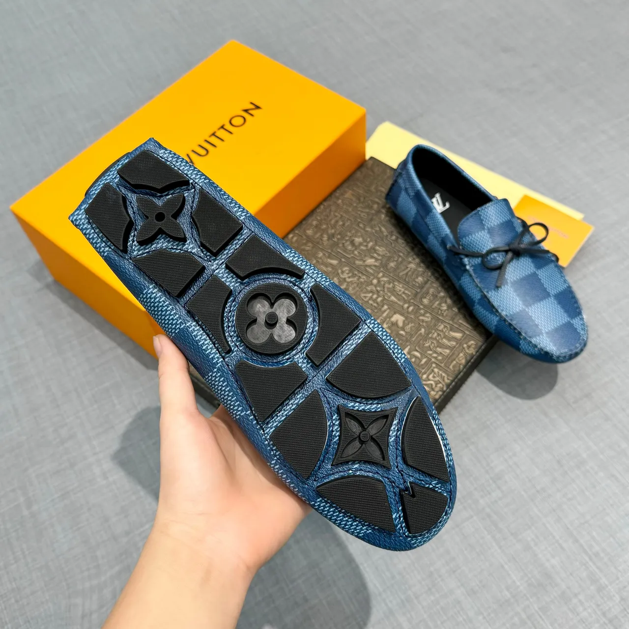 Louis Vuitton Blue Checkered Bow Loafer 5