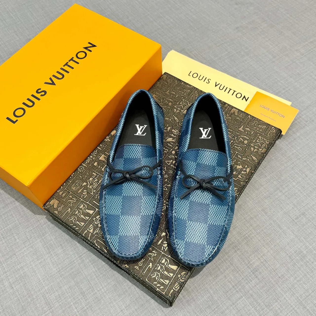 Louis Vuitton Blue Checkered Bow Loafer 6