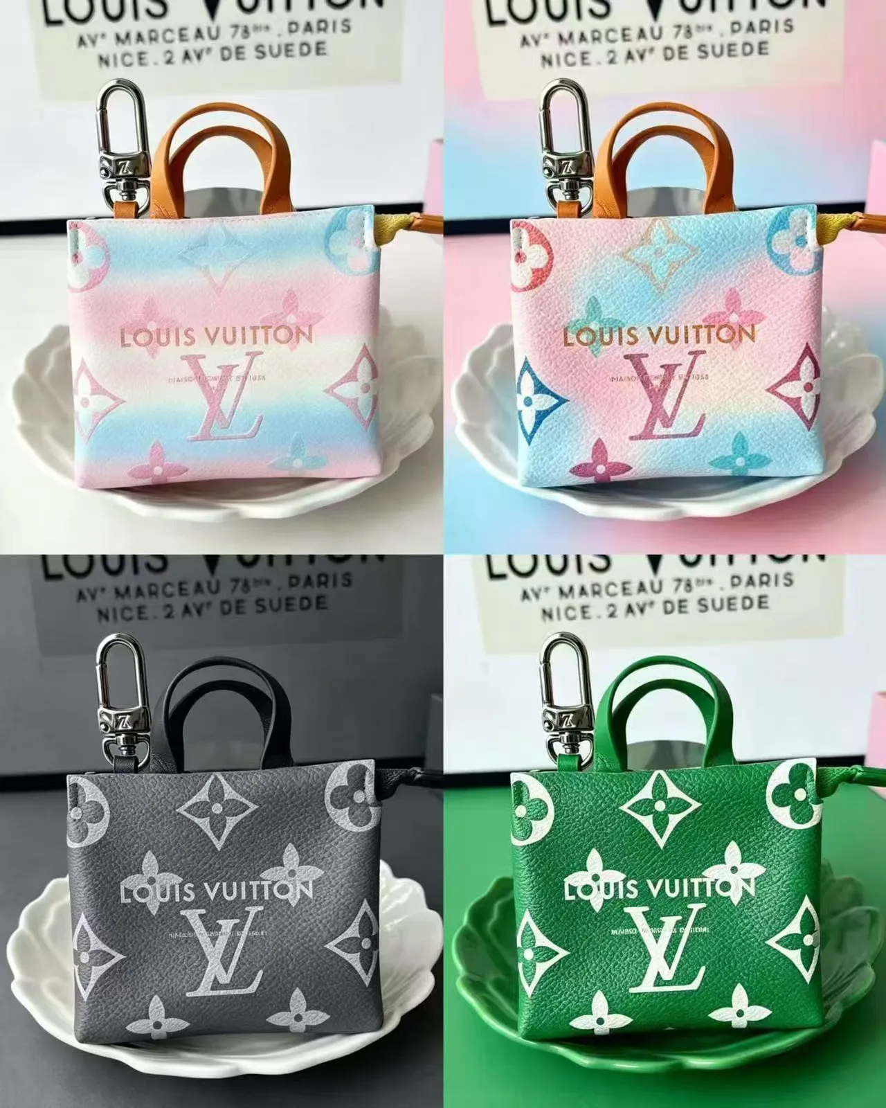 Louis Vuitton Blue Navy Monogram-Printed Leather Miniature Structured Silhouette Boston Bag 2
