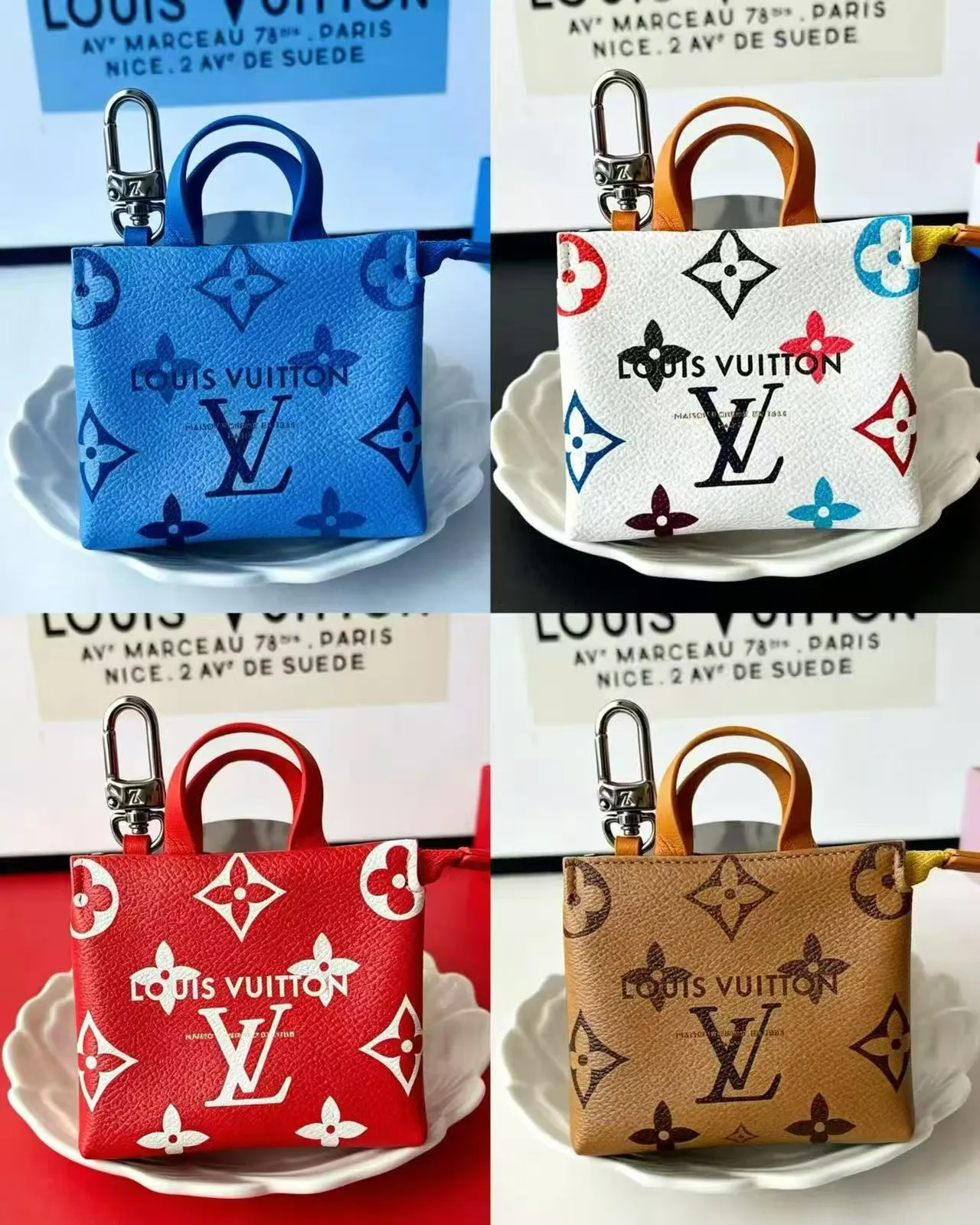 Louis Vuitton Blue Navy Monogram-Printed Leather Miniature Structured Silhouette Boston Bag 3
