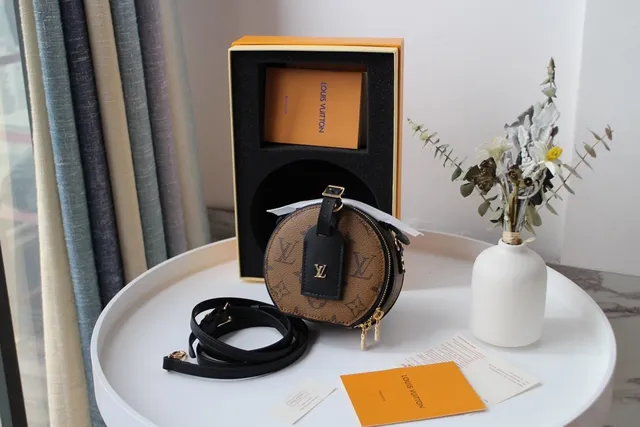 Louis Vuitton Boîte Chapeau Sac Tote Rond Brun Monogramme Toile 3