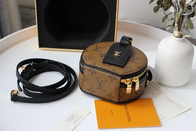 Louis Vuitton Boîte Chapeau Sac Tote Rond Brun Monogramme Toile 6