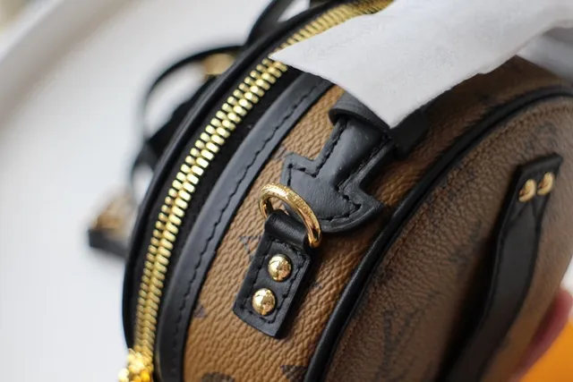 Louis Vuitton Boîte Chapeau Sac Tote Rond Brun Monogramme Toile 8