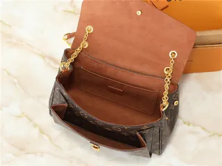 Louis Vuitton Brown Beige Flap-Top Monogram Canvas Chain Bag 19