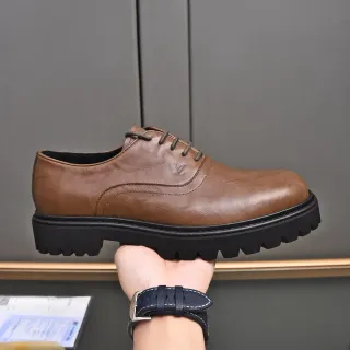 Louis Vuitton Brown Black Chunky Lug Sole Embossed Monogram Oxford Shoes