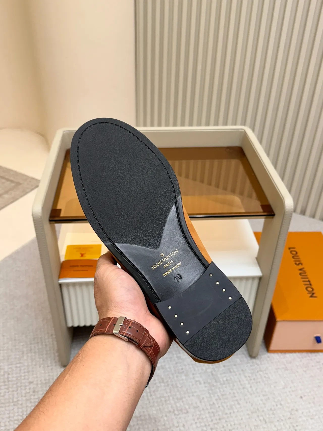 Louis Vuitton Brown Black Suede Upper Contrast Stitching Loafer 2