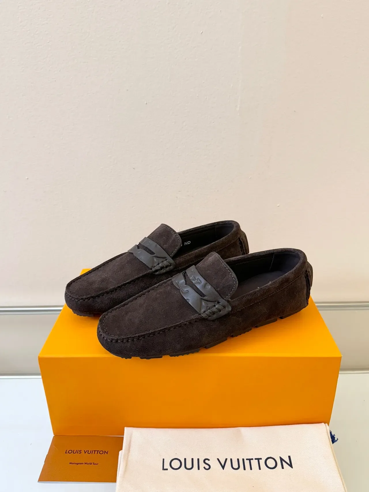 Louis Vuitton Brown Black Suede Upper H-Shaped Leather Strap Loafer 2