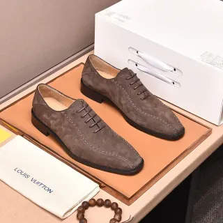 Louis Vuitton Brown Black Suede Upper Square Toe Brogue