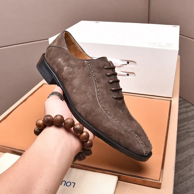 Louis Vuitton Brown Black Suede Upper Square Toe Brogue 4