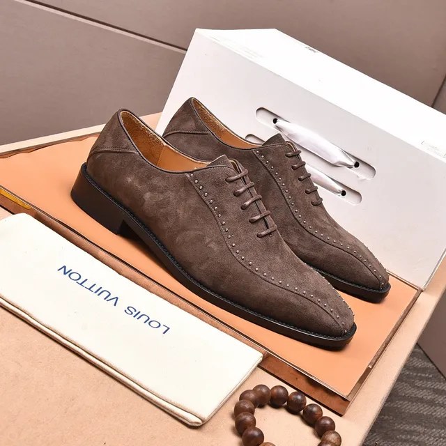 Louis Vuitton Brown Black Suede Upper Square Toe Brogue 5
