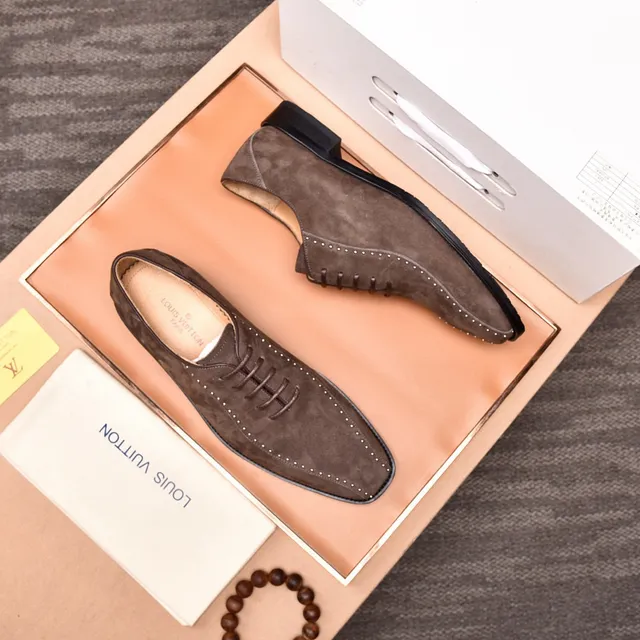 Louis Vuitton Brown Black Suede Upper Square Toe Brogue 7