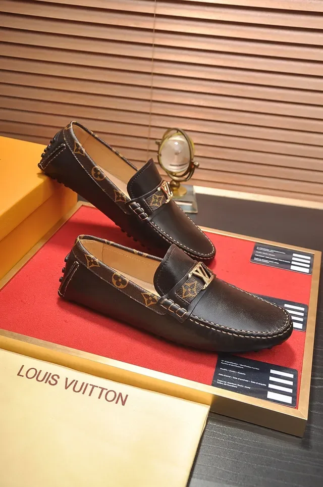 Louis Vuitton Brown Gold Leather Upper Monogram-Lined Interior Loafer 4