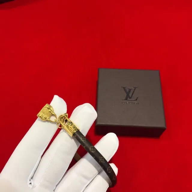 Louis Vuitton Brown Gold Monogram Canvas Padlock Clasp Bracelet 7
