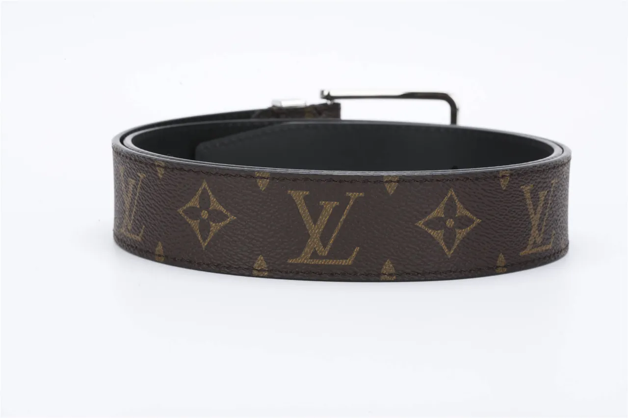 Louis Vuitton Brown Gold Monogram Canvas Reversible Design Leather Belt 4