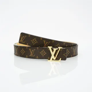 Louis Vuitton Brown Gold Monogram-Coated Canvas LV Buckle Leather Belt