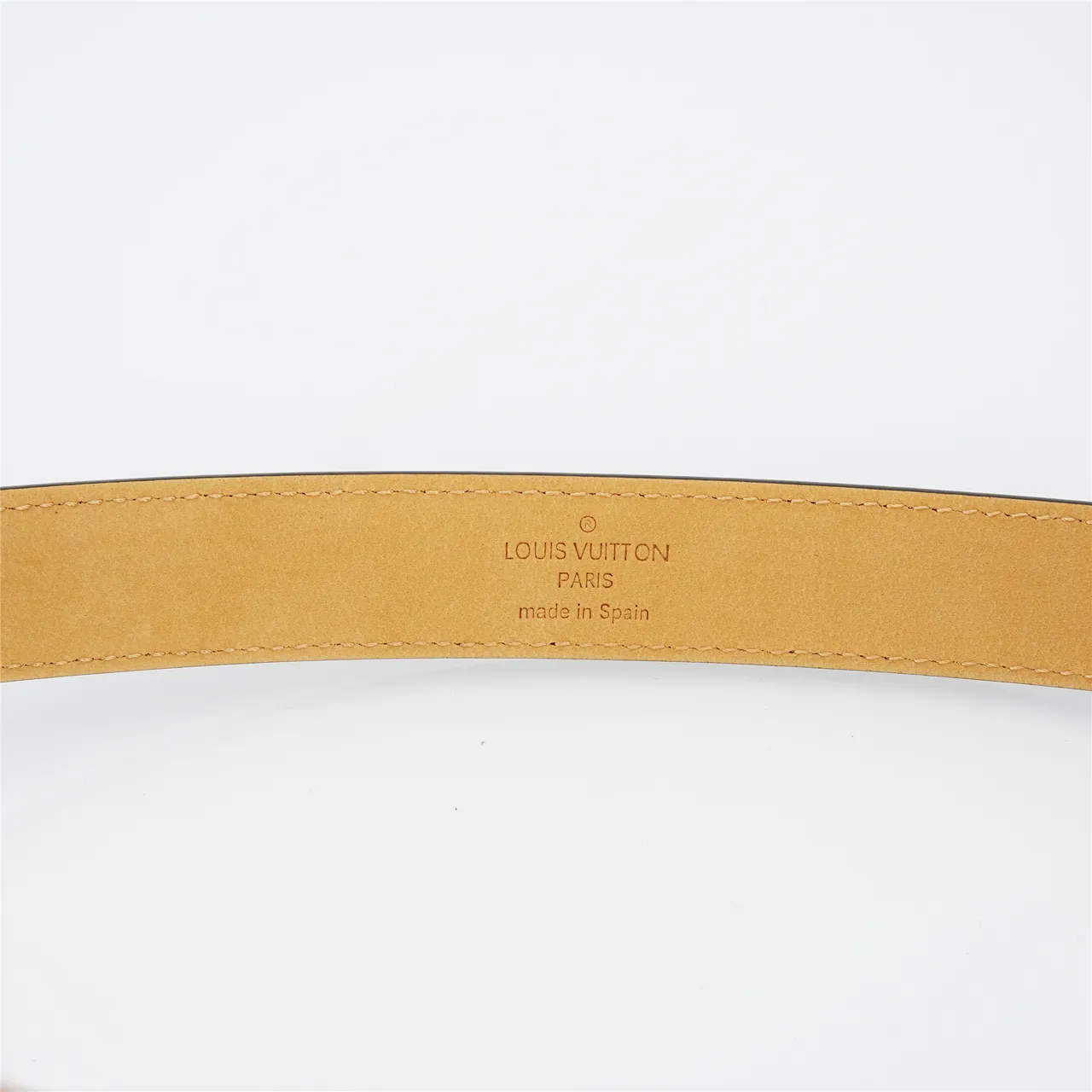 Louis Vuitton Ceinture en cuir marron doré toile monogram recouverte LV boucle 7