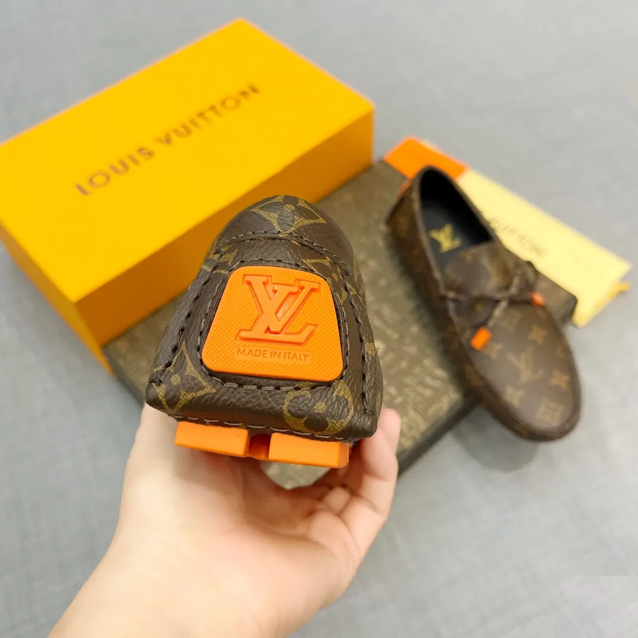 Louis Vuitton Brown Orange Monogram Canvas Leather Knotted Bow Detail Loafer 4