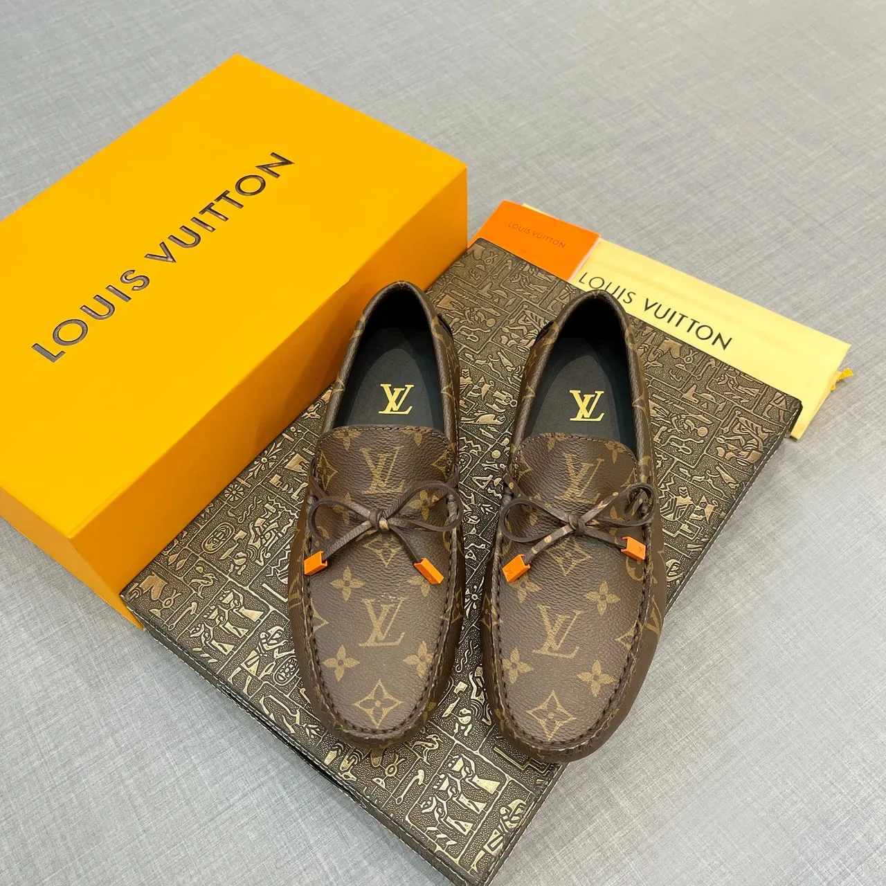 Louis Vuitton Brown Orange Monogram Canvas Leather Knotted Bow Detail Loafer 6