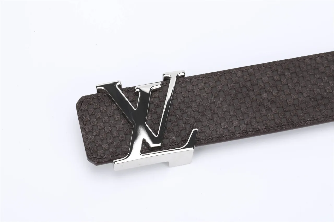 Louis Vuitton Brown Silver Woven Textured Strap Polished LV Buckle Leather Belt 10