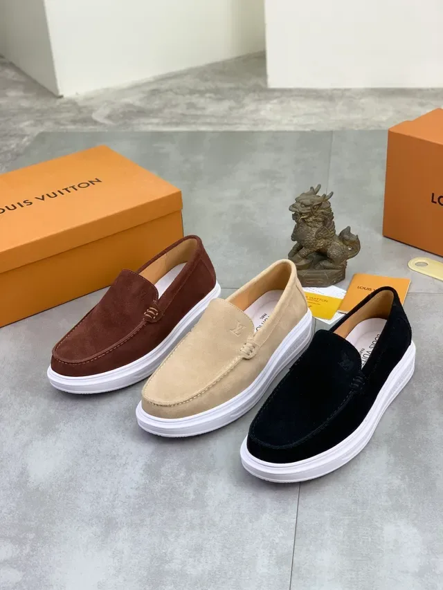 Louis Vuitton ब्राउन व्हाइट स्वेड अपर प्लेटफॉर्म सोल लोफर 2