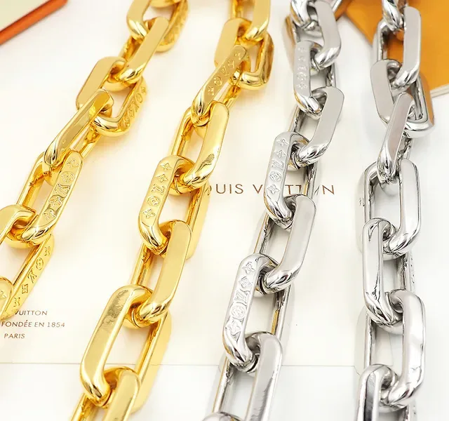 Louis Vuitton Chain Bracelet Gold and Silver Tone Chunky Link Bracelets 3