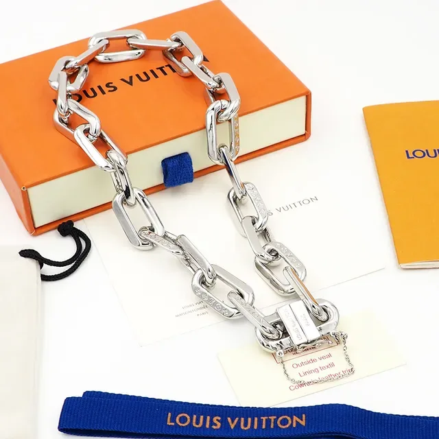 Louis Vuitton Chain Bracelet Gold and Silver Tone Chunky Link Bracelets 4